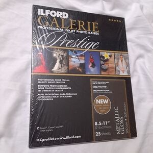 Ilford professional photo paper metallic finish 8.5x11 25 sheets sealed